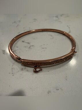 COACH Rose Gold Crystal Pavé Bangle Bracelet - Women Jewelry